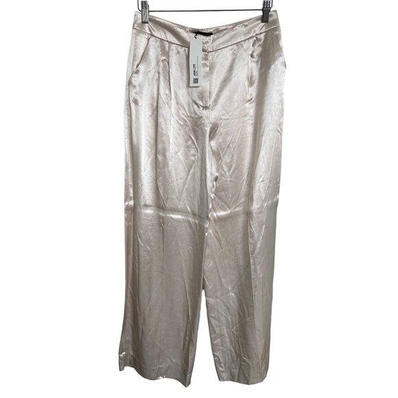 Zara Satin Pleated Pants Light Beige - Picture 2 of 4